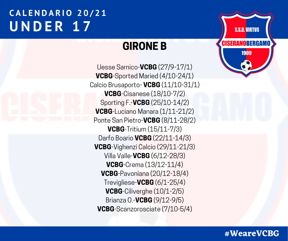 I calendari delle due formazioni Allievi regionali, Under 17 e Under 16