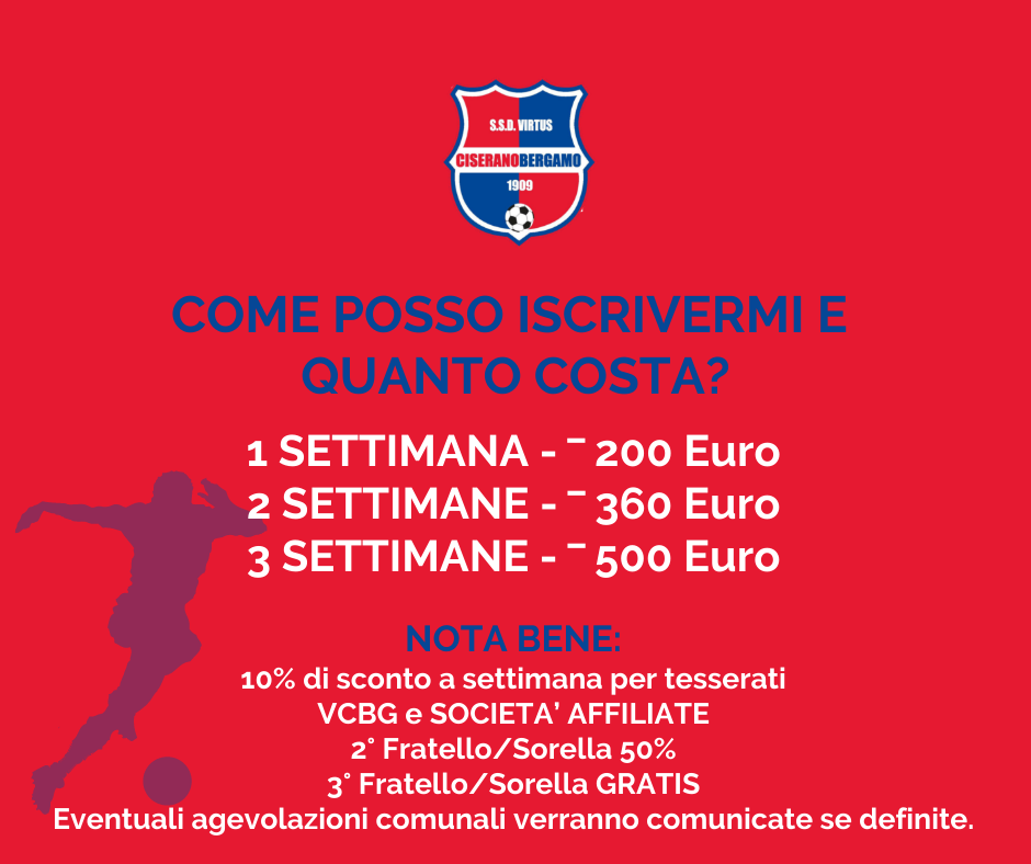 Galleria Torna il VCBG Summer Camp: scarica l’adesione per partecipare all’edizione estiva. Tre settimane di calcio e divertimento con gli allenatori rossoblù!