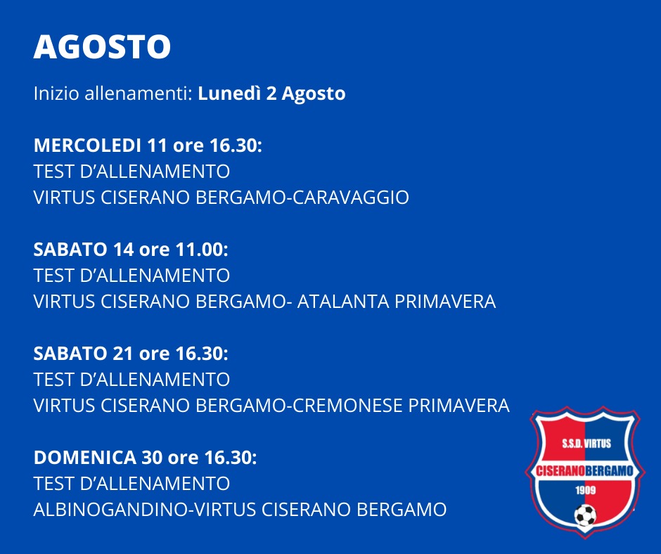 We Are Back! Il programma d’inizio stagione della Virtus Ciserano Bergamo: via agli allenamenti lunedì 2 agosto